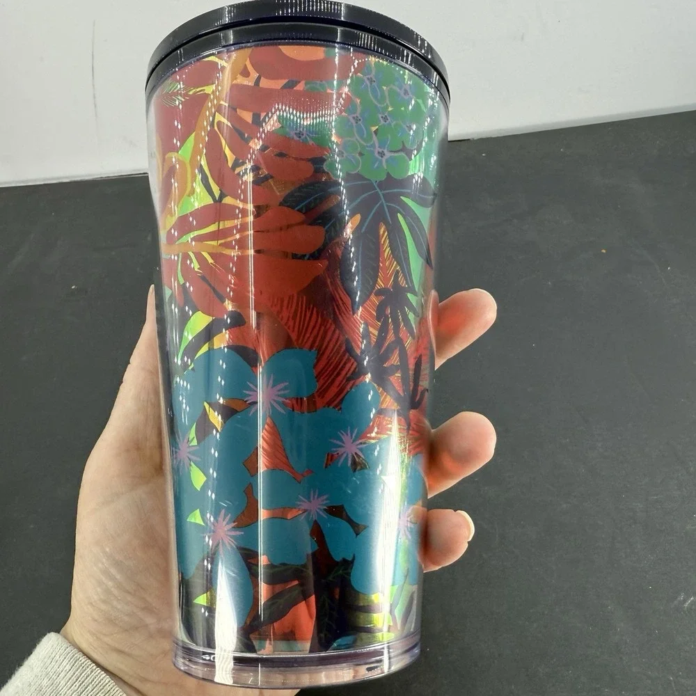Starbucks 2022 Forest Dream Orange Aqua Terra Floral 16 oz Tumbler Cold Cup - Picture 4 of 7